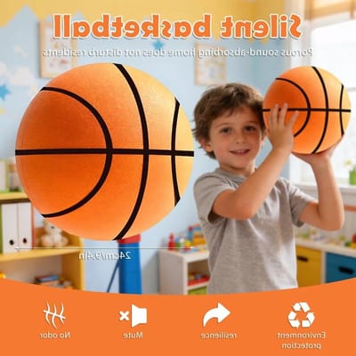 Stille springende basketbal voor training, lichtgewicht mini-basketbal voor dribbelen en indoor oefeningen, 24 cm