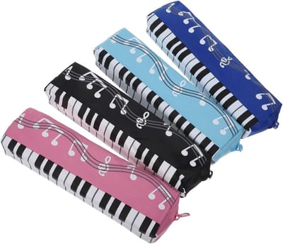 4-delige Pencil Case Set voor School, Muzieknoten Design, Make-up en Pennen Organizer, Oxford Stof, Multicolor, 21x6x5 cm