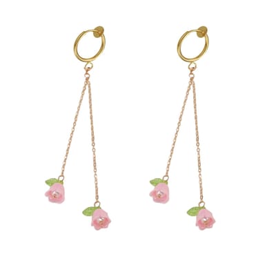 Klem oorbellen- Kelcy -roze- geen gaatje- Lang- Charme Bijoux