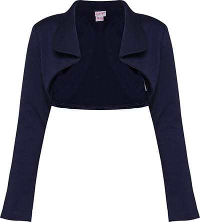 La V Bolero meisje met lange kraag : Donkerblauw 116-122