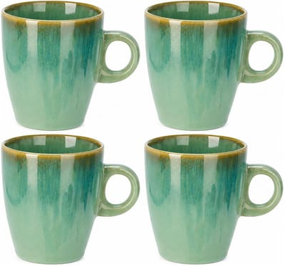 Siaki Koffiemok / theemok Faye - groen - set 4x - 220 ml - mokken - kerammiek - tas