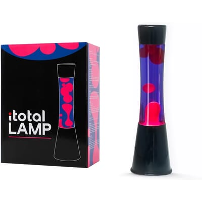 i-Total Lavalamp - Lava Lamp - Sfeerlamp - 40x11 cm - Glas/Aluminium - 30W - Paars met roze Lava - Zwart - XL2347