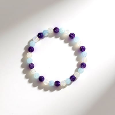 Cavill - Edelsteen Armband - Zambia Amethist 17,16 ct, Regenboogmaansteen 14,95 ct, Aquamarijn 15,52 ct - 18 cm - Kleurrijk, Elegant en Casual