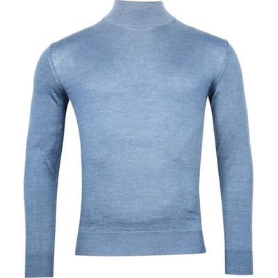 Baileys Trui Merino High Turtleneck Single Knit Midden Blauw / male