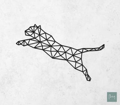 Laserfabrique Wanddecoratie - Geometrische Jachtluipaard - Medium - Zwart - Geometrische dieren en vormen - Houten dieren - Muurdecoratie - Line art - Wall art