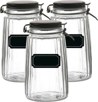 Weckpot/inmaakpot - 4x - 1.8L - glas - met beugelsluiting - incl. etiketten