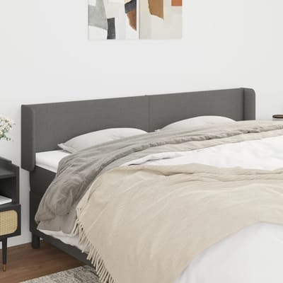 vidaXL - Hoofdbord - met - randen - 203x16x78/88 - cm - stof - donkergrijs