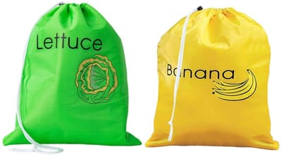 Dailygoods- Opbergzakken Waterdicht - Opbergzakken voor Groenten/Fruit - Bewaarzakken - 2 Stuks - Polyester - 35 x 28 cm