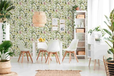 TROPISCHE BLOEMEN BEHANG | Botanisch - groen wit roze - A.S. Création MICHALSKY