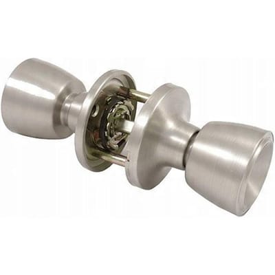 Poignée de porte argentée en laiton rotative double pour chambre chrome mat