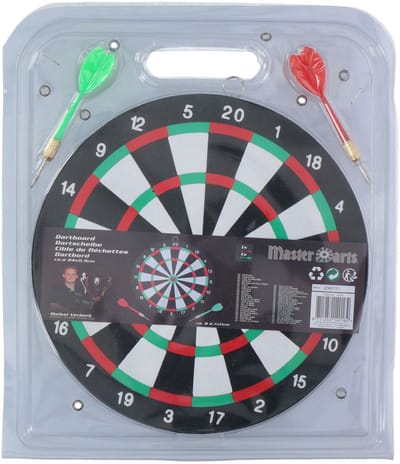 Lifetime Dartbord - Compact - 2-zijdig - Inclusief 2 pijlen - Ø 24 cm - Zwart/Wit