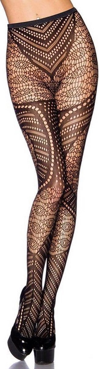 Zwarte open gewerkte fantasie panty - Tess