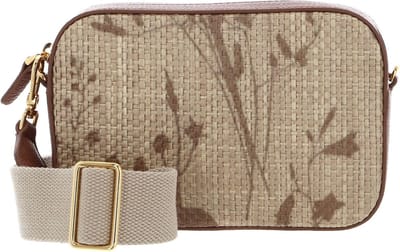 COCCINELLE Leren Schoudertas Tebe Straw Shadow Print Mini Bag Multi Nature / Cuir Beige