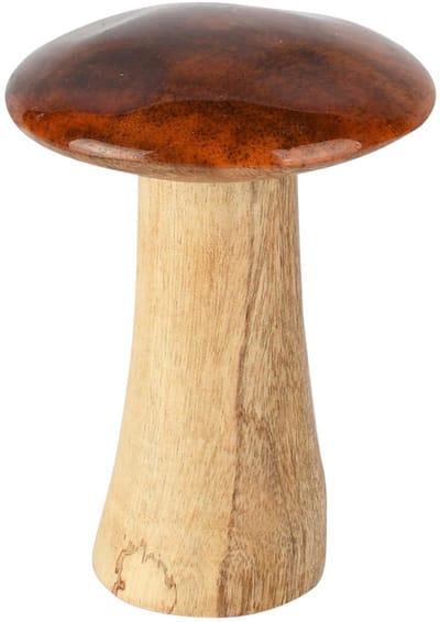 Dekoratief | Paddenstoel, bruin/naturel, hout, 8x8x11cm | A258101
