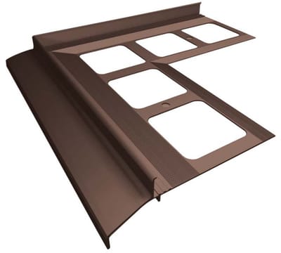 Renoplast® aluminium hoek 90° voor dakrandprofiel K30 bruin | Afwerking van terrassen en balkons | Tegelvloeren op lijmmortel | Waterafvoersystemen hoekprofiel | bescherming tegen corrosie
