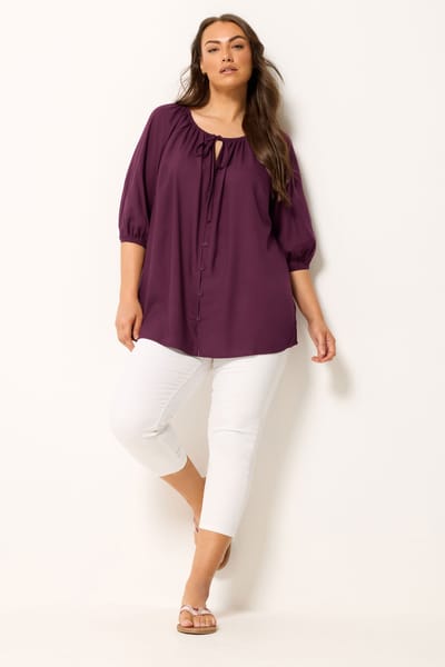 Yours Paarse Top Met Knoopsluiting Size 42