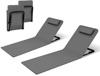Varnox Ligbed - Set van 2 ligbedden - Ligstoel - Mat - Strandmat - Ligmat - Bed - Mobiel bed - Gewatteerd - Verstelbare rugleuning - Opbouwbaar - 3 standen - Lichtgewicht - 2 stuks - Grijs