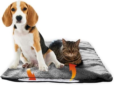 Famanu – Zelfverwarmende deken voor honden, afwasbaar en geluidloos verwarmingsmat, grijs