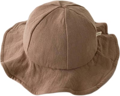 Schattige Vakantie Zonnehoed Linnen look - Roest / Mauve kleur - Katoen | 9 – 24 Maanden | Baby – Kind | UV Werend | Elastiek – Licht Uitrekbaar | Strandhoedje - Zomer Accessoire | Voor op het strand of onderweg! | DH Collection
