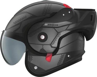 ROOF - RO9 BOXXER 2 KENDO MATT BLACK - STEEL - Maat S - Systeemhelmen - Scooter helm - Motorhelm - Zwart - ECE 22.06 goedgekeurd - Scooterhelmen mannen en vrouwen.
