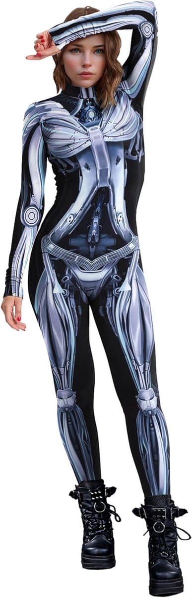Vrouwelijk Halloween Kostuum Jumpsuit met Skeletprint voor Cosplay en Carnaval S-XL