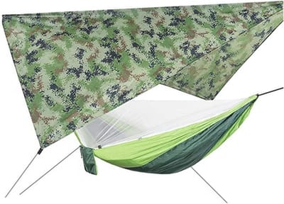Kampeer Hangmat - Reis Hangmat - Buiten Ontspannen - Verdikt en Verbreed Ontwerp - 300 x 200 cm - Groen Camouflage