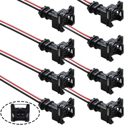 Brandstofinjector connector - OBD1 - Kabelboom - Pigtail - Clip - Auto - Motoronderdelen - Harnas - Brandstofinjector - Aansluiting - Zwart - Past voor EV1 - Geschikt voor 8 St. - 150mm Kabelboom Lengte met Connector