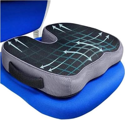 Stoelkussen Geheugenschuim - Comfort Zitkussen - Lang Zitten - Ergonomisch Ontworpen - 45x35cm - Zwart