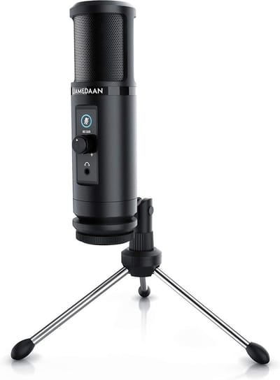 Podcast Microfoon - Studiomicrofoon Condensator - Opnames Maken - Real-time Monitoring - 192 kHz - Zwart