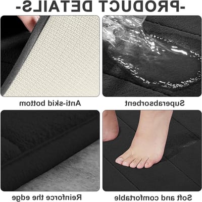 Zachte en Absorberende Badkamer Tapijten Set van 3 - Antislip, Wasbaar en Sneldrogend voor Douche en Toilet (Zwart)