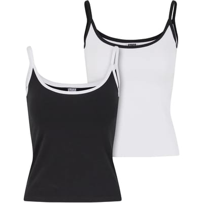 Urban Classics Contrast Basic Top (Set van 2) Vrouwen Top zwart-wit XS Dames