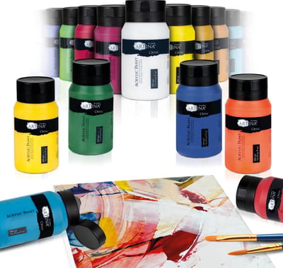 Artina Crylic Acrylverf Set van 24 x 500ml - Acrylverfset - Hoogwaardige Kleurset, Kunstenaars Verf