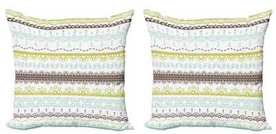 ABAKUHAUS Kussenhoes – 50x50 cm – 2-delige set – Dubbelzijdig bedrukt – Geel Groen Mint