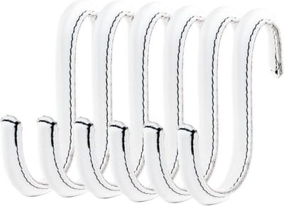 Brute Strength - Leren S-haken - Wit - 6 stuks - Kledinghaak – Leer - kapstokhaak - Ophanghaken – handdoekhaakjes
