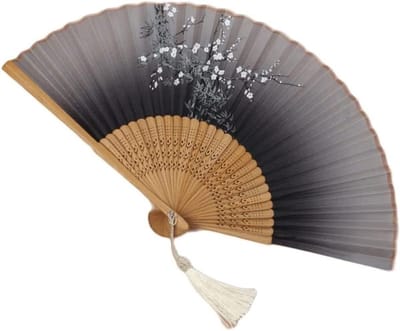 Opvouwbare Zwarte Bamboe Zijde Handventilator - Vintage Flapper Ventilator voor Bruiloft en Dansen