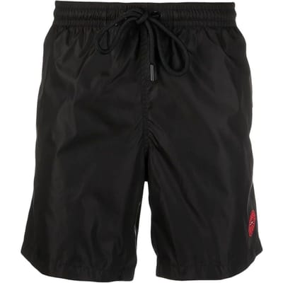 Moncler X Spiderman Samenwerking SS22 Effen Kleur Logo Trekkoord Rechte Pasvorm Casual Korte Broek Heren shorts H20912C0000253326999 S black