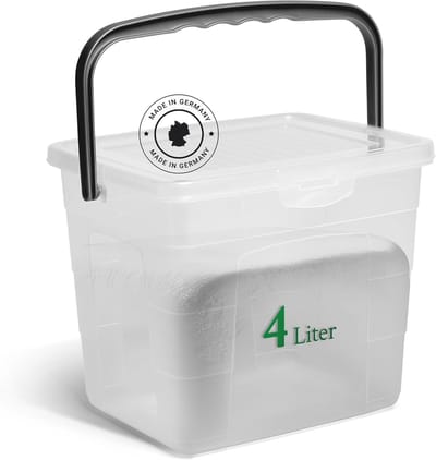 Novaliv wasmiddeldoos met deksel 4 liter I Transparant I 23,5 x 18 x 18,5 cm I Doos waspoeder bewaardoos met handvat wasmiddel bewaarmiddel wasmiddelcontainer waspoedercontainer