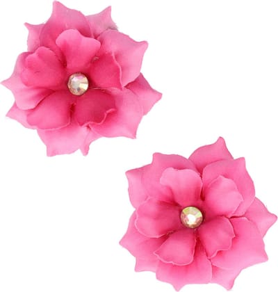 Haarsoires Haarspeld Duckklemmen 6cm – Bloemvorm met Steentje – Roze – Set van 2 - Haarclip - Haarklem - Makkelijk in Gebruik - Sterke Haarclip voor Styling & Dagelijks Gebruik - Hair Clip - Decoratieve Haaraccessoire