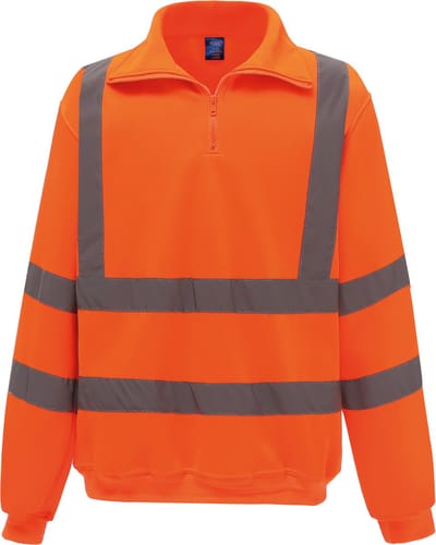 Yoko Signalisatie sweatshirt met 1/4 rits YHVK06 - Hi Vis Orange - S