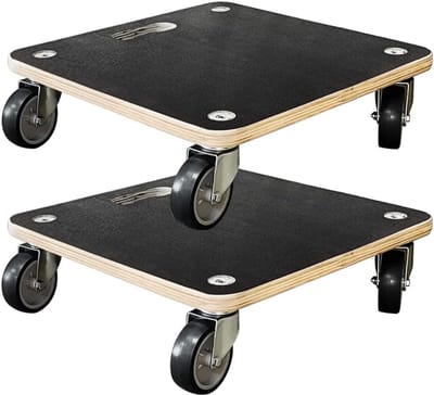 2x Meubelroller Hout met 4 Zwenkwielen - Max 250 kg Draagkracht - Transportplatform voor Verhuizen
