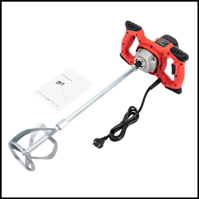 Elektrische Betonmixer 220V 1500W – Handheld Cementmixer – Mortel en Pleister Mixer – 6 Snelheden – S-vormige Dubbele Propeller – Ergonomische Handgreep – Draagbaar en Krachtig – Efficiënt en Stabiel
