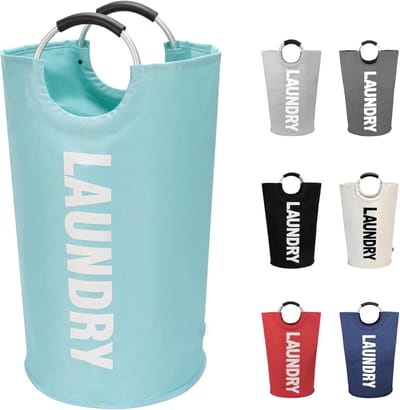 inklapbare wasmand-opbergmanden-camping wasmand-Grote wasmand 115L - Opvouwbare waszak - Onafhankelijke wasmand met hoge voet - Opvouwbare wasemmer -Slijtvast en eenvoudig te reinigen-Meerblauw