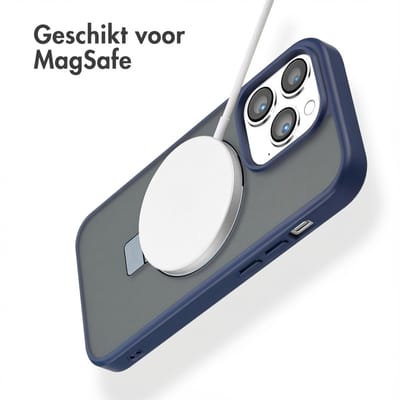 Accezz Hoesje - Geschikt voor Apple iPhone 14 Pro - Ring Stand Backcover geschikt voor MagSafe - Blauw