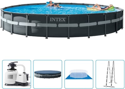 Intex Ultra XTR Frame Zwembad - 732x132 cm - Rond - Met zandfilterpomp + accessoires - Zwembad - Zandfilterpomp - Zwembadtrap - Grondzeil - Afdekzeil