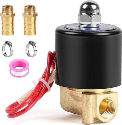 Solenoïdeventielen G1/4 inch messing AC 220V NC met 2 x 14mm aansluiting voor water, lucht en diesel, DN8, direct werkend
