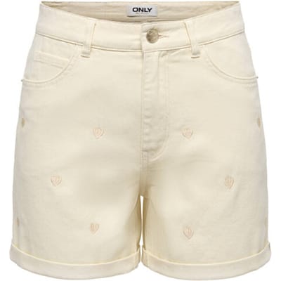 Only Broek Onlvega Hw Embroidery Dnm Shorts Gu 15370813 Ecru Dames Maat - M