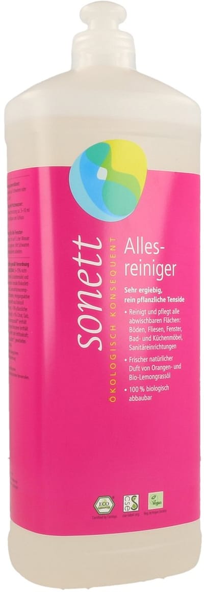Sonett Allesreiniger 1L – Biologisch Afbreekbare Geconcentreerde Milieuvriendelijke Allesreiniger met Frisse Lavendel- en Lemongrass Geur voor Vloeren, Tegels en Aanrecht