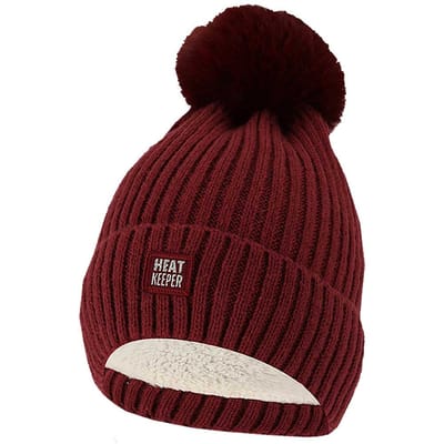 Thermo muts + pompon dames - Onesize - Bordeaux