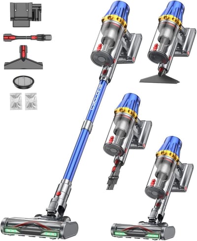 Draadloze Stofzuiger - Steelstofzuiger Krachtig - Huis Reinigen - 90 Min Werktijd - 58KPa Zuigkracht - Blauw