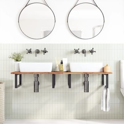 vidaXL - Badkamer - wandschap - staal - en - massief - acaciahout
